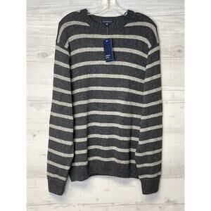 Crown & Ivy Sweater Mens XL Dark Gray Heather Striped Pullover Crewneck NWT